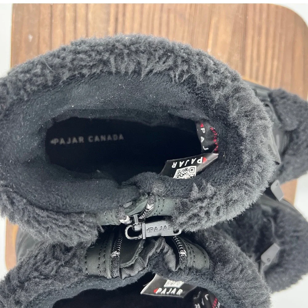 Pajar Canada Janie 2.0 Black Faux Fur Waterproof Winter Boots Womens 8.5 EU 39